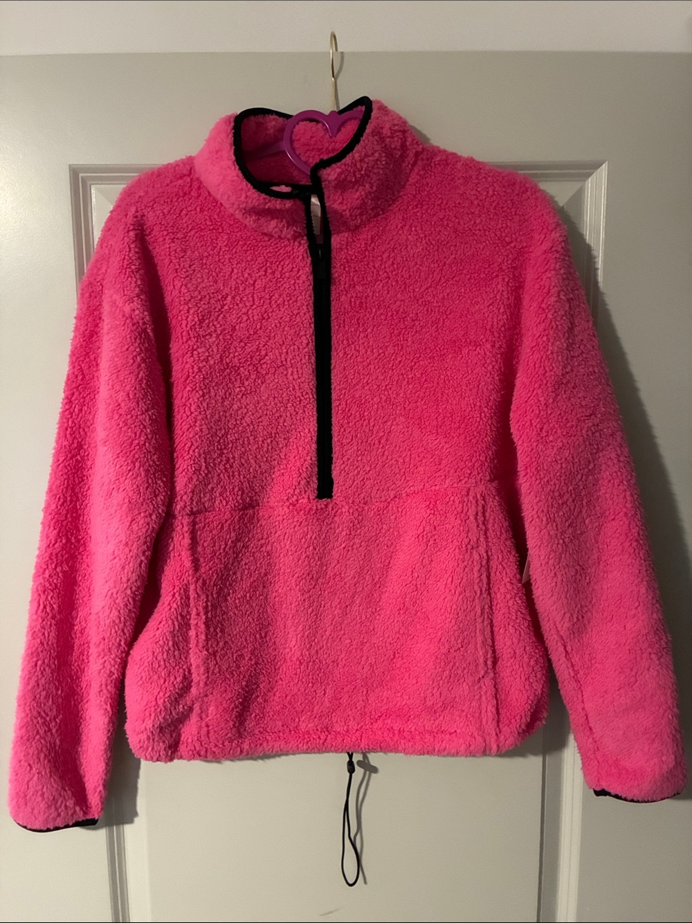 No Boundaries Hot Pink Sherpa Half-Zip Teddy Jacket